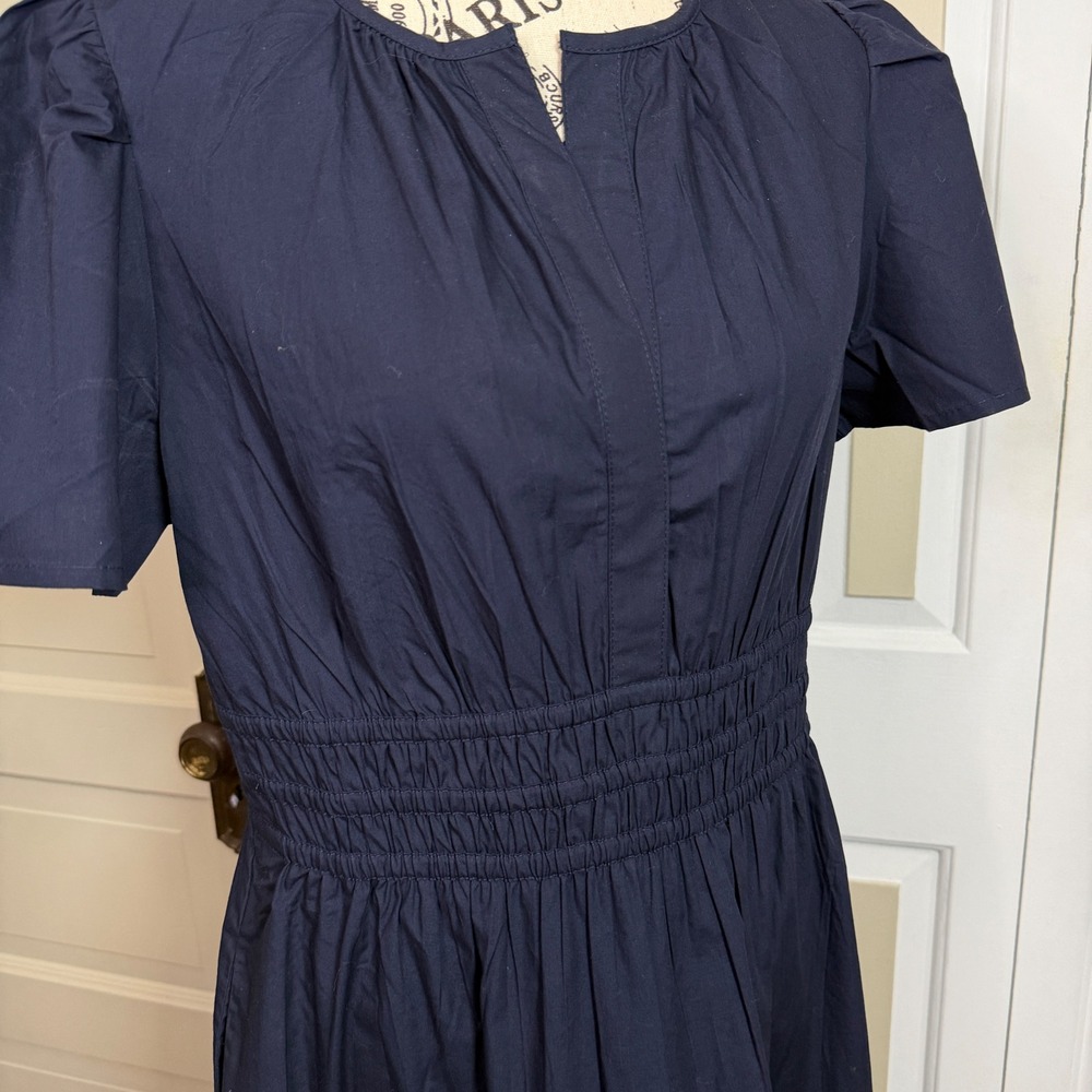 Quince Tiered Maxi Dress Womens Size Medium Organic Cotton Poplin Puff Sleeve - Picture 6 of 11